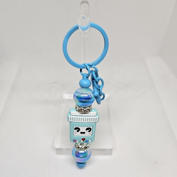 Handmade Accessories - NWT Blue Happy Pill Bottle Metal Keychain